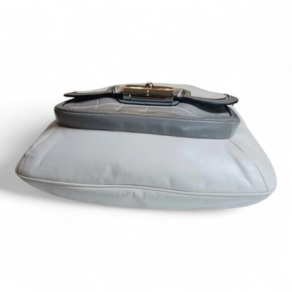 Coach Y2K Kristin Tote Bag: Ivory Leather & Gray Croc Embossed Hobo Bag - Picture 5 of 10